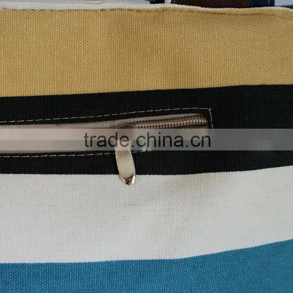2015 New Arrival Big Capacity Women Lady Female Canvas Stripe Printed Tote Bag photo-5