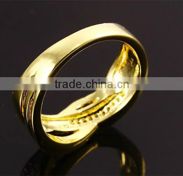 New Product 2017 Cubic Zirconia Hong Kong Factory 2-Tone Plated Wedding Band Ring photo-4