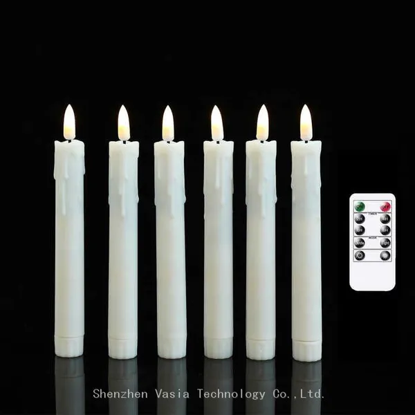17.5cm Remote Control 3D Real Teardrop Plastic Led Taper Flameless Dinner Candle Light for Wedding Party Decoration photo-5