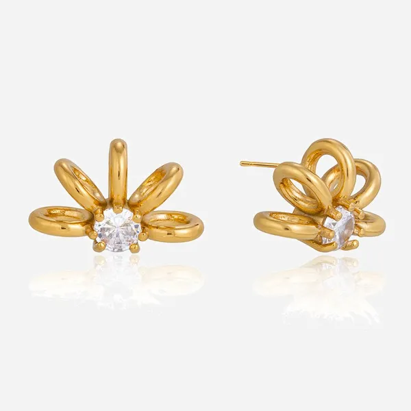 Classic Clover Design Stainless Steel Stud Earrings With Four-Leaf Charm photo-3