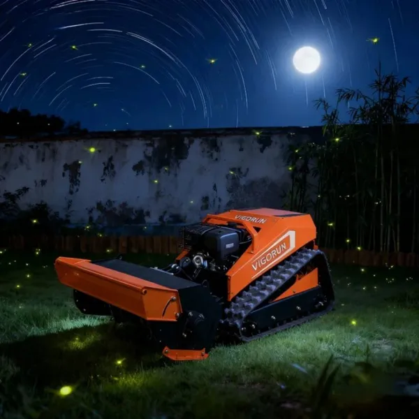 Industrial Grade Cordless Self Propelled Remote-Controlled Gasoline Electric Hybrid Crawler Lawn Mower Flail Cutting 800MM Width photo-2