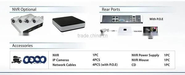 Cheap NVR Kits P2P IP Camera Full HD 720P Network Camera Onvif 4CH POE NVR Kits photo-4