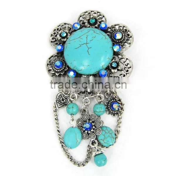 2011 Caroline Fashion New Design Turquoise Safety Pin Brooch