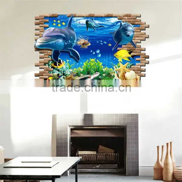 New Sea Whale Fish 3d Wall Stickers for Kids Room Removable Decoration DIY PVC Sticker Wallpaper Decals Bathroom Decoration photo-4