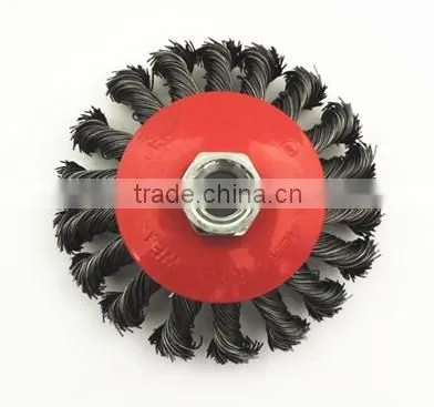 4-Inch Knot Twisted Steel Wire Brush Disc With Curled Selvedge Cup,twist and Slim Disc photo-4