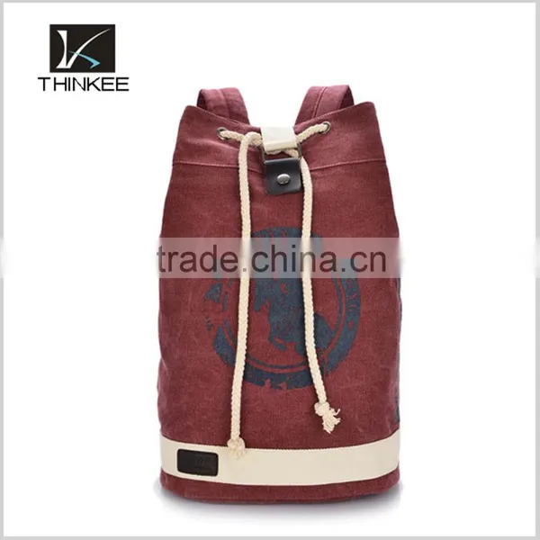 Wholesale Custom Your Logo Unisex Green Drawstring Canvas Backpack photo-5