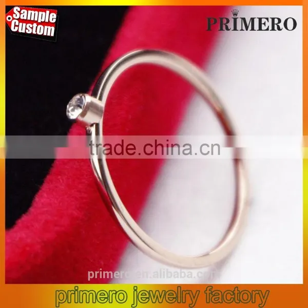Fashion Carat CZ Diamond Stainless Steel Rose Gold Wedding Tail Ring