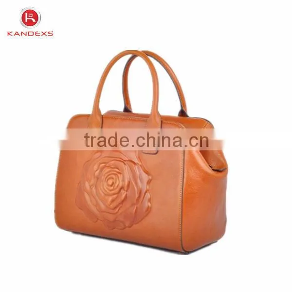 Hot Selling Ladies Fashion Floral Handbags,Cheap Ladies Big Handbags,Latest Design Genuine Leather Ladies Handbag photo-2
