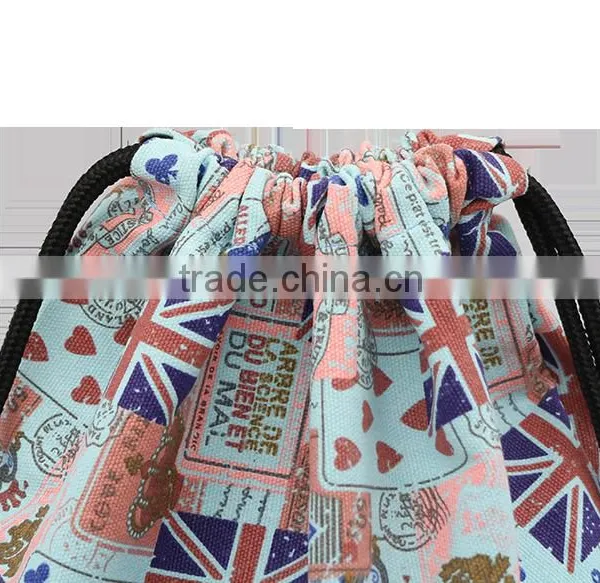Customized Printing Canvas Backpack Drawstring Bag, Shopping Bag With Handle photo-3