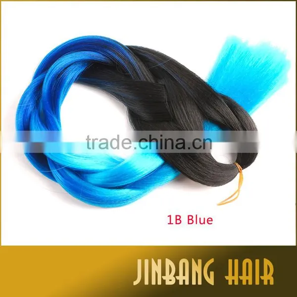 24 Inch 1B/Blue Two Tone Jumbo Ombre Braiding Hair Made of High Quality Synthetic Fiber Jumbo Braids photo-3