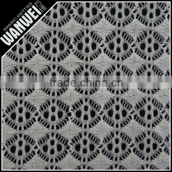 Diamond and Dots Crochet Resilient Hollow Yarn Fabric Print Customed Color Nylon Spandex Lace Fabric for Dress and Skirts 5021 photo-2
