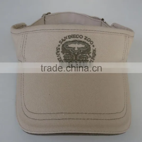 Chino Cotton Fabric Sun Visor Cap With Sandwich Washed Viosr Cap