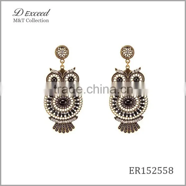 Wholesale Trendy Designs Women's Vintage Bohemian Earrings Owl Gold/Silver Plating Drop Earrings Jewelry photo-3