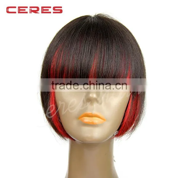 New Arrival Virgin Mongolian Hair Wig, Cheap Red Bob Synthetic Wig With Fringe photo-2