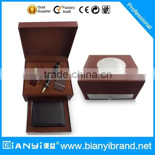 Promotional Key Chain Home Use Car Leather Keychain Universal Custom Genuine Keyring With Watch and Pen for Gift Set