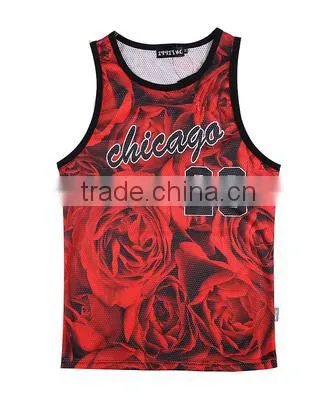 Fashion Polyester Digital Sublimation Printed Tank Top Mens, Racer Back Tank Top, Custom Sublimated Gym Tank Top photo-5
