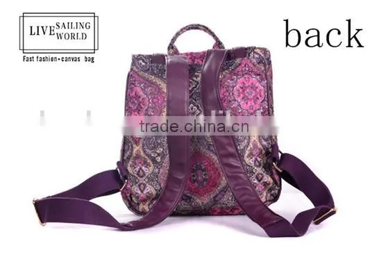 Reliable Quality Chinese Folk Style Ladies Canvas Laptop Backpack photo-3