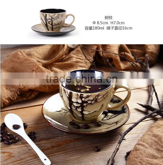 Jingdezhen Hand Drawing Latte Machiatto Coffee Cup With Plate and Spoon Supplier's Choice photo-4