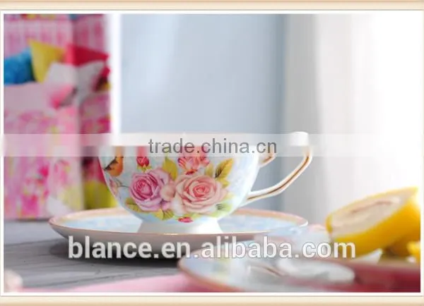 Flower and Bird Coffee Tea Set in Golden Edge Design photo-5