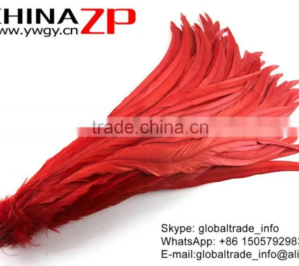 Gold Supplier ZPDECOR Decorative 40-45cm Length Red Chicken Fully Dyed Roosters Feathers for Sale photo-5