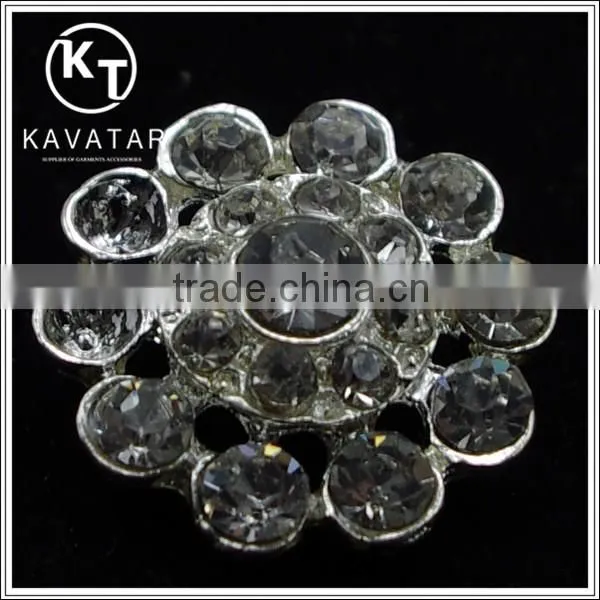 Good Quality NK025 Metal Flower Lead Free Metal Shank Rhinestone Buttons photo-3