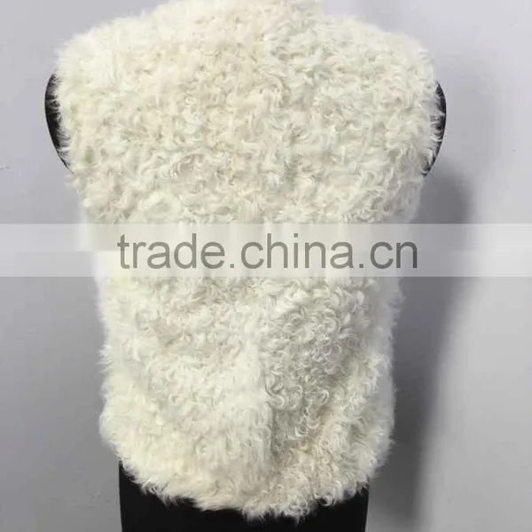 Factory New Design Sexy Girls Short Real Lamb Fur Vest photo-2