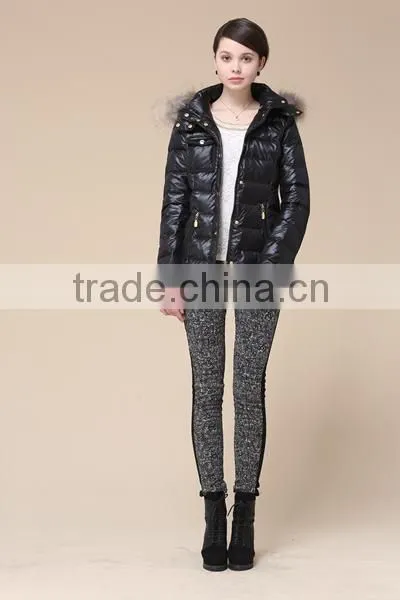 Lady's New Design Down Jacket Short Style With Real Fur Hood Dark New Arrival Down Jacket/Women Jacket/Duck Down Jacket photo-2