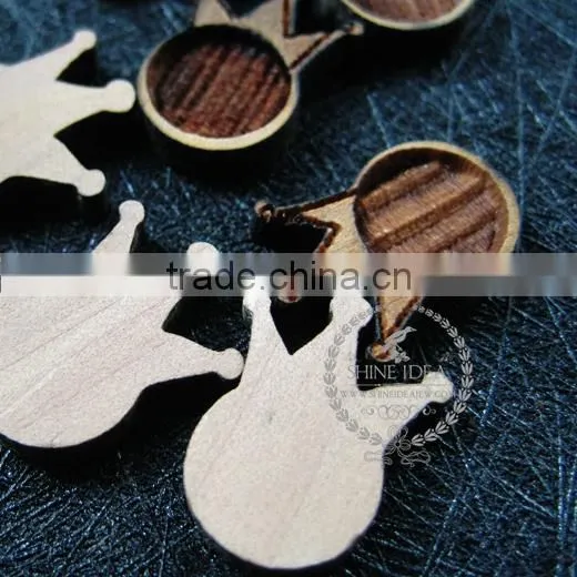 8mm Setting Size Vintage Style Natual Log Wood Bezel Imperial Crown Round Pendant Setting DIY Findings Supplies 1411148 photo-4