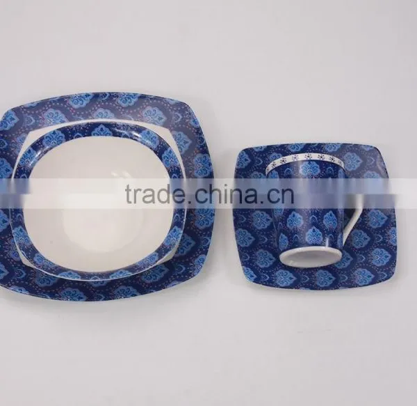 Vintage Blue Floral Printed Kitchen Porcelain Dinnerware Set Ceramic photo-4