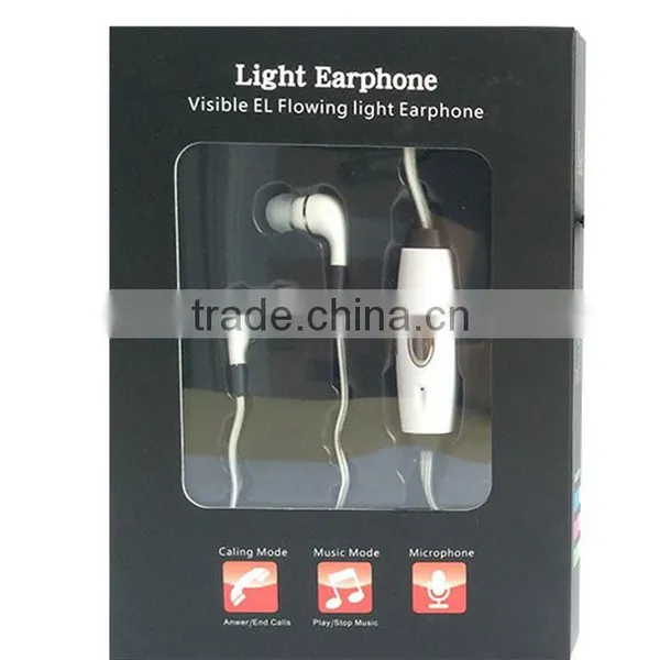 Welcomed Recharge Visible Flowing Light In-Ear Earphone/ Flat Ear Type EL Flash Glowing Earbuds photo-2