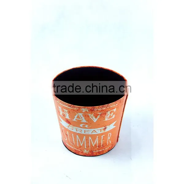 Orange Waste Bin Faux Leather Kitchen Trash Can No Lid photo-3