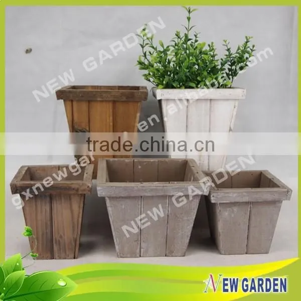 Factory Direct Offered Special Design High Grade Wooden Rectangular Flower Pot