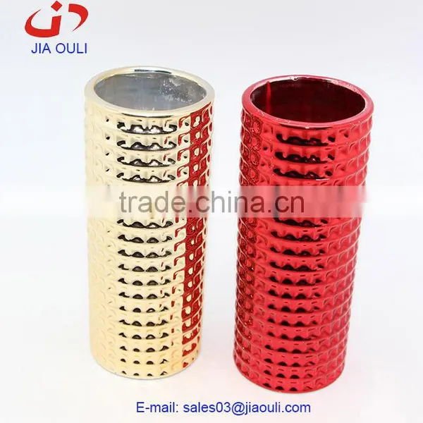 2016 Quality Round Plating Ceramic Flower Vase, Gold Vase, Red Vase photo-3
