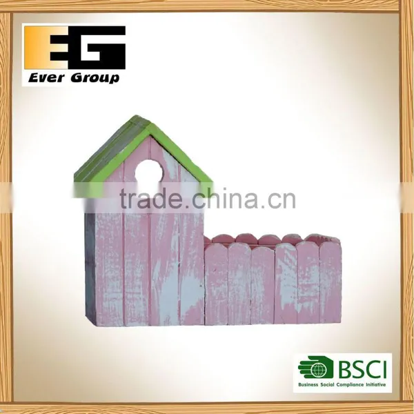 Pink House Shaped Wooden Garden Planter photo-2