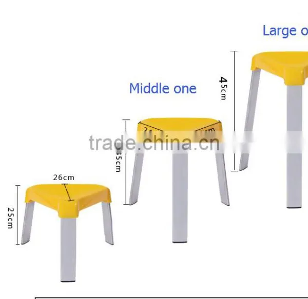 Candy-colored Thick Stainless Steel Household Plastic Stool photo-2