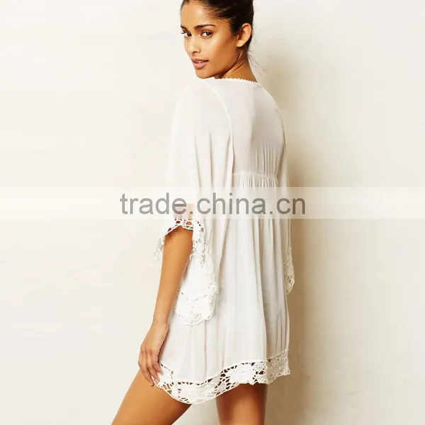 New Women Bathing Suit Sexy Chiffon Lace Crochet Bikini Swimwear Cover Up Beach Dress photo-3