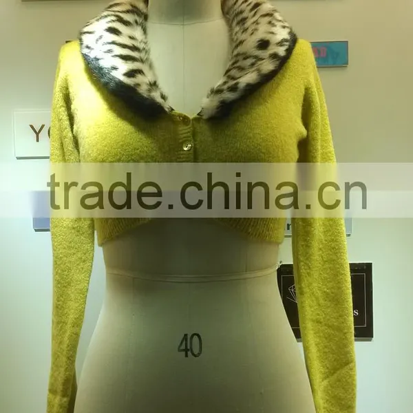 2014 Ladies Knitted Sweater,cardigan With Mohair photo-6