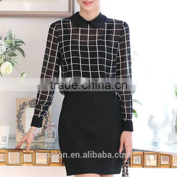 Guangzhou Factory Wholesale Blouse Women Shirt Tartan Plaid Shirt Blouse photo-4