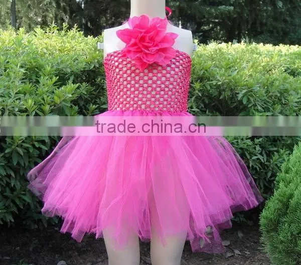 6" CROCHET TOP TUTUS WITH FLOWER NEW TOP DRESS photo-2