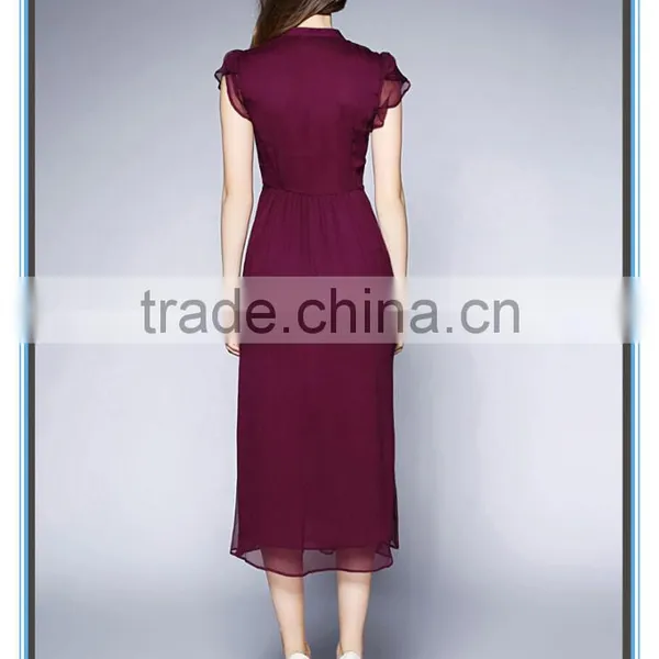 Real Silk Short Sleeves and Slim Latest Dress Designs for Ladies photo-2