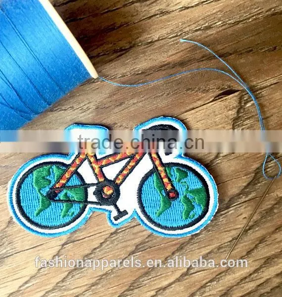 Custom High Quality Embroidered Green Bike Patch for Clothes Embroidery Patch Made in China Choose Size/color photo-3