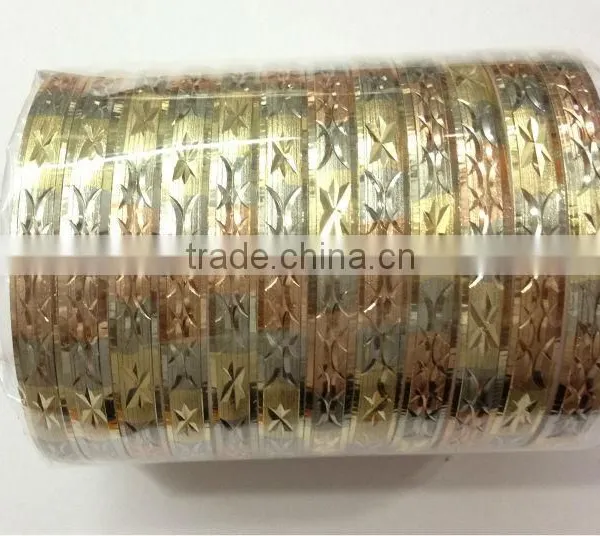 Imitation Jewelry, Gold Plated Bangles, Diamond Cut Bangle, Fashion Jewelry, Tri Color Plated Bangle photo-2
