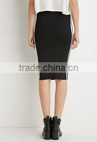Ms 100% Cotton Stripe Pencil Bust Skirt in Baseball photo-4
