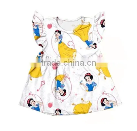 Hot Selling Baby Girl Spring Flutter Sleeve Princess Print Kids Dress photo-2