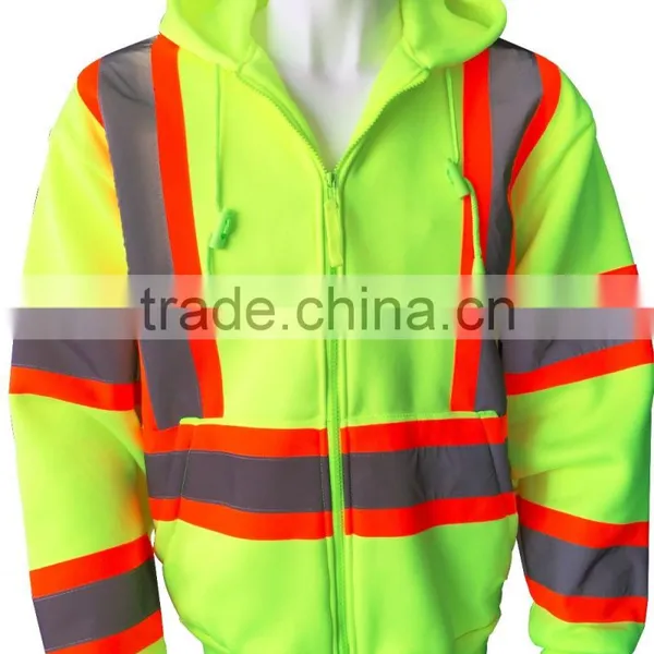 100%polyester Inner Brush Fleece hi Vis Sweatshirt ANSI CLass 3
