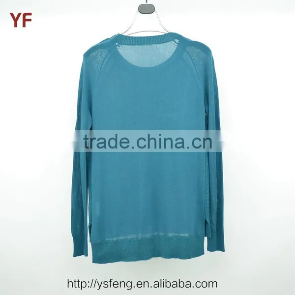 High Fashion Front Short Back Long Knitted Pullover Winter Sweater For Women photo-2