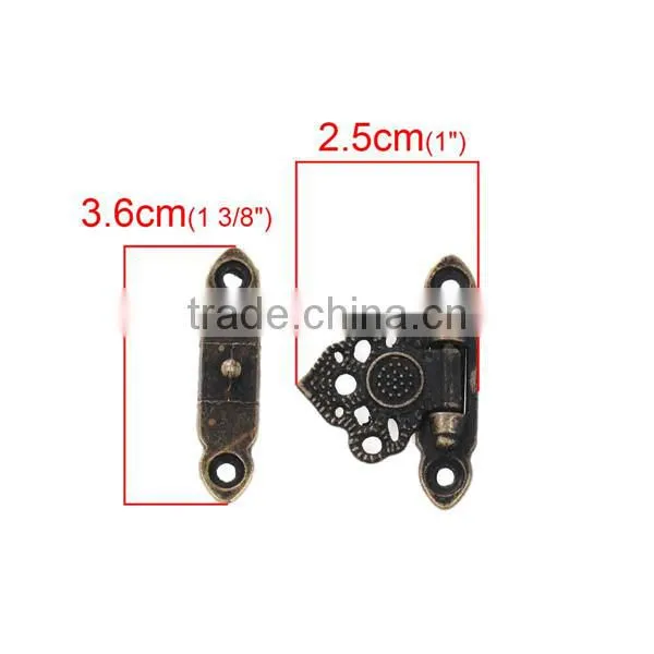 Iron Based Alloy Case Locks Antique Bronze 36mm x 25mm 36mm x 9mm photo-2