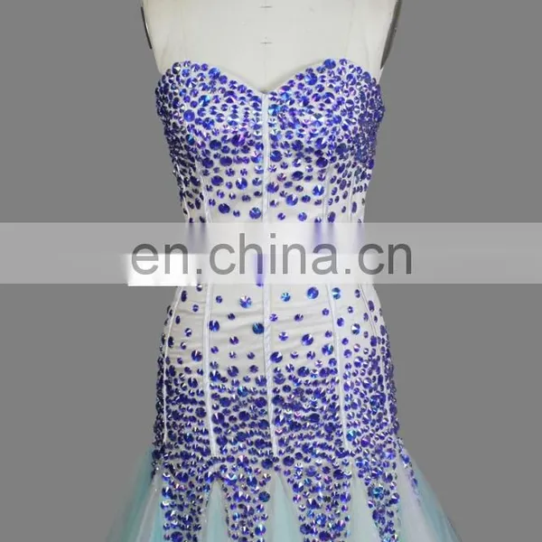 Mermaid Stone Beaded Colorful Real Sample Pictures Full Length Party African Evening Dresses photo-4