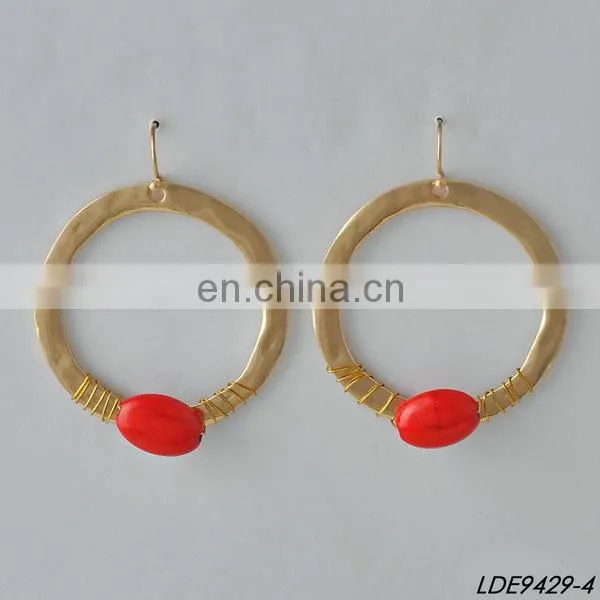 2016 Fashion Gold Plated Circle Turquoise Hanging Earring Hoop Earring photo-2