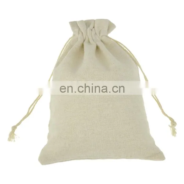 White Cotton Drawstring Pouch With Customized Logo Bag photo-6